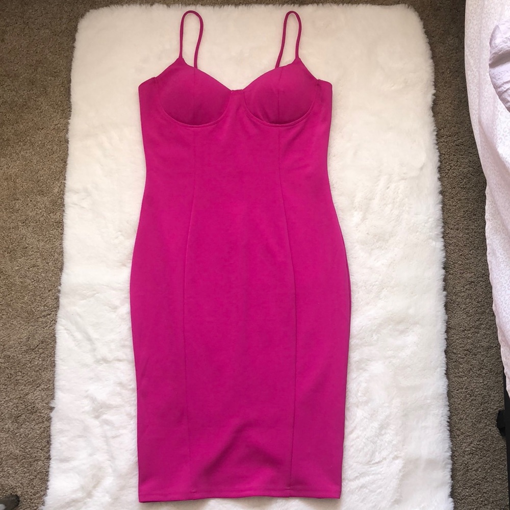 Forever 21 fuchsia midi knit dress